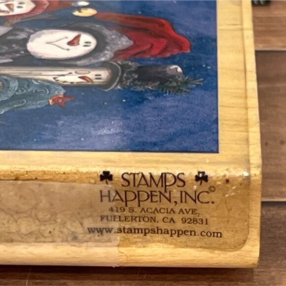 Vintage Jamie Carter Snowman Collection 90185 Wood Mounted Rubber STAMPS HAPPEN - Picture 8 of 8